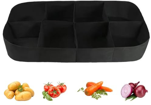 Uozonit Borsa rettangolare per piantare, borsa per coltivazione di fiori,Letto da giardino rialzato 8 griglie - Sacchetti per la coltivazione di piante rialzate, cassette per verdure rialzate,