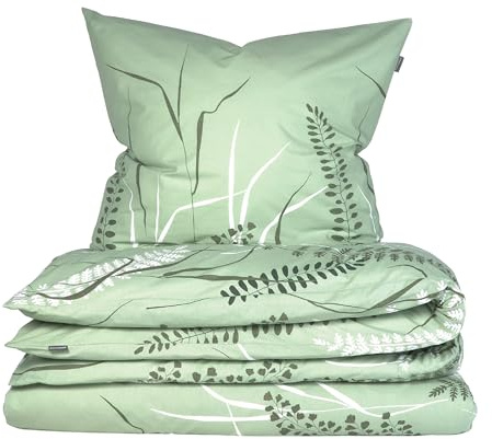 Schiesser Bettwäscheset Annic | 2-teilig | Floral | Renforcé | 100% Baumwolle | Oeko-Tex Zertifiziert | Reißverschluss | 155x220cm + 80x80cm | Grün