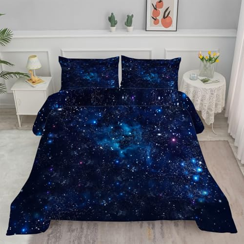Couette Ciel Étoilé Bleu 220x240 cm - 4 Saisons, Loisirs Astronomiques, Edredon Léger 65x65 cm