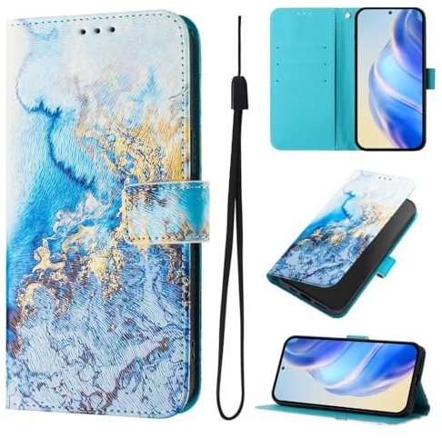 för Samsung Galaxy A36 5G plånboksfodral, målat PU-läder flip skyddsfodral med korthållare stativ PU-läder med magnetisk stängning för Samsung Galaxy A36 5G, ocean marmor
