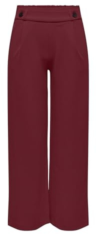 JDY Pantalones de Mujer de Corte Ancho en el Tobillo, Informales, Holgados, Flare Culotte, Rojo Oscuro, L / 34L