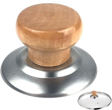 JINGLING Botón de tapa de sartén de madera, botón de tapa de sartén para hornear | Botón de tapa de maceta de madera multifuncional - Manijas de sujeción de tapa de sartén,