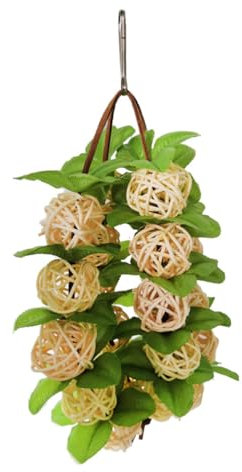 EXAOMBLE Papageienspielzeug Aus Rattan Mit Nibbling-Funktion Kauspielzeug Für Vögel Für Parrots Und Wellensittiche Strapazierfähiges Und Sicheres Vogelspielzeug Für Aktives Spielen Und