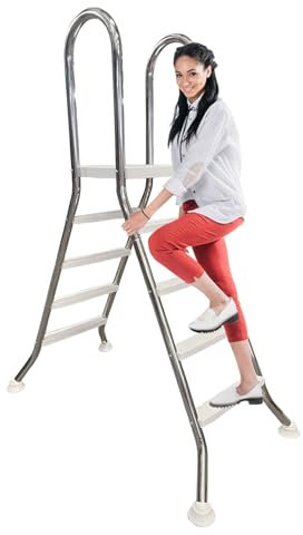 AIBOTY Piscinas elevadas con Cubierta, 52 '' Escaleras para Piscinas, 4 escalones Escalera de Acero Escaleras de Piscina de Doble Cara para Piscina elevada, Carga de 250 kg