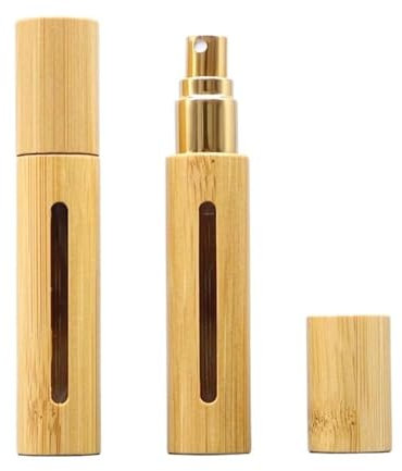 INFJMH Perfume Atomiser 2pcs Mini Refillable Empty Perfume Atomizers Bamboo Portable Travel Spray Bottle Glass Sample Dispenser Fragrance Aftershave Container Sprayer