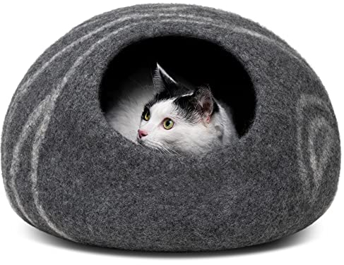 MEOWFIA Katzenbett aus 100% Merinowolle – Handgefilztes, Umweltfreundliches Katzenbett für Katzen & Kätzchen – Weiches Schlafbett, Warm im Winter & Kühl im Sommer, Stilvolles Design