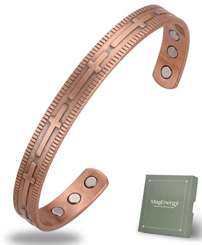 MagEnergy Copper Bracelet Women Men with 6pcs Magnets Adjustable Bracelet Jewelry Gifts for Lover on Anniversary Christmas