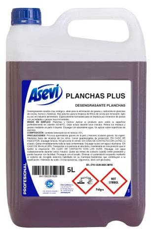 Asevi - Desengrasante Planchas Plus Asevi Profesional - Quitagrasas profesional - Elimina grasa y suciedad sin esfuerzo - 5 litros
