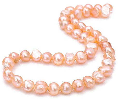 BEADIA Natural Pearl Beads Side Hole 8-9mm Pink Freshwater Cultured Loose Gemstone Beads for DIY Jewelry Making 13.8''/Strand