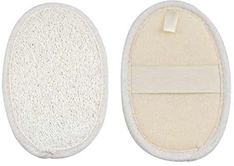 smatime 2 Stück Natürliche Luffa Schwamm Peeling Luffa Pads Schwämme Duschschwamm aus natürlicher Luffa, Schwamm Pad mit Handschlaufe für Duschen Körperpflege Massage Peeling Zuhause Hotel Bad