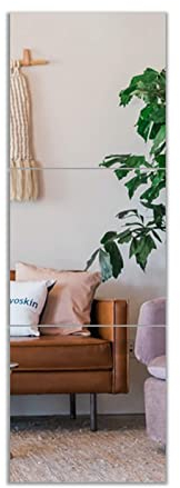 Muzilife Glas Spiegelfliesen 3 Stücke 40x40cm DIY Wandspiegel mit 4 Klebe Mat HD Spiegel Set in Küche, Wohn- und Badezimmer