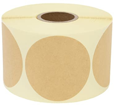 Prolac Markeringspunkter – 500 stycken färgglada självhäftande prickar på rulle, 50 x 50 mm – kraftpapper brun, limprickar, självhäftande, runda klistermärken, perfekt för märkning på kontoret