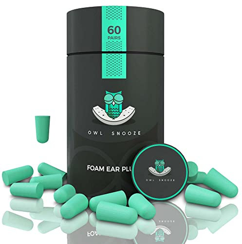 Ear Plugs for Sleeping The Best Noise Cancelling Ear Plugs for Sleeping by Owl Snooze 60 Pairs 38dB Highest SNR, New & Upgraded Reusable & Custom fit Super Soft Foam Earplugs (Green)