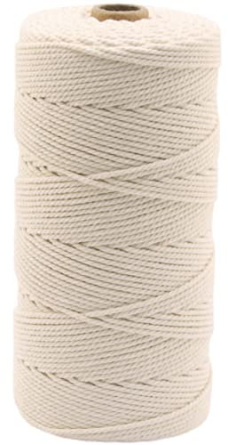 GOHOF Macrame Cord 2mm x 200m Natural Cotton Rope - Soft Colored Yarn for Plant Hanger, Wall Hanger, Dreamcatcher (Beige)