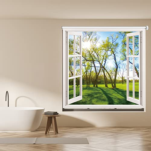 Estor Enrollable Persiana Enrollable para Ventana de Baño para Proteger La Privacidad, Cortina de Ducha 100% Opaca con Aislamiento Térmico de 60 Cm/ 80 Cm/ 100 Cm/ 120 Cm/ 140 Cm de Ancho