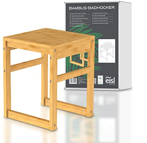 EISL BMBA02-BH2 Bambus Badhocker, Hocker aus Bambus für das Badezimmer, mit Sitzfläche, (B x H x T): ca. 35 x 45 x 35 cm
