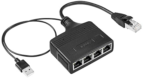 SinLoon Gigabit RJ45 nätverkssplitter-adapter, 1 till 4 Ethernet-splitter 1 000 Mbps High Speed LAN-nätverkssplitter, 4 enheter delar internet samtidigt (1 till 4 hane gigabit)