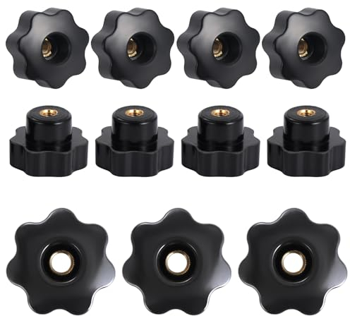 HSeaMall 10 Stück Sterngriffmutter M4 Sterngriffschraube Schwarz Sternform Kopf Klemmmutter für Werkzeugmaschine, Maschine