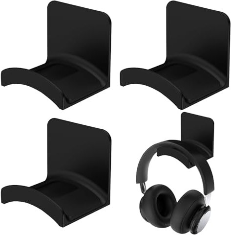 3 Pieza Soporte Auriculares de Silicona, Soporte para Auriculares Pared Con Fuerte Adhesiva, Gancho Sujeta Colgador Auricular debajo Escritorio Mesa, Adhesivo Stand for Controller, Gaming Headphones