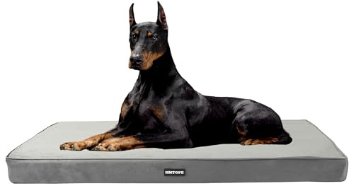 HMTOPE Lit orthopédique pour chien, Coussin de 10 cm d'épaisseur pour grands chiens, Matelas détachable et lavable pour chien, Surface antidérapante, Doublure intérieure imperméable, 120 cm, Gris