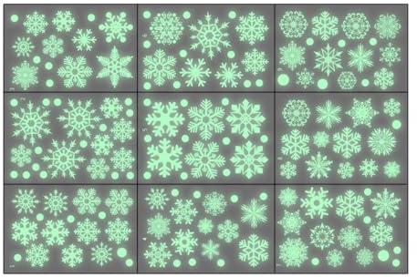 FEQDWOX Vetrofanie Natalizie per Finestre, 153 Adesivi Natalizi Finestre Adesivi Natale Fiocchi di Neve Vetrofanie Natale Removibili Natale Decorazioni Casa