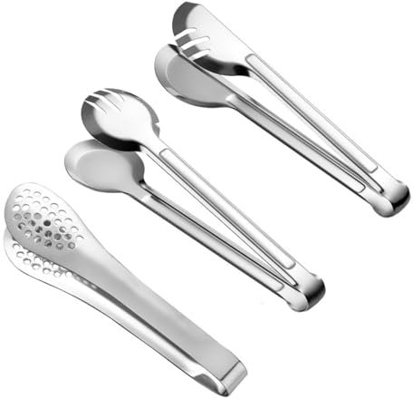 Mivanta Set di 3 pinze da portata in acciaio inox, semicircolari e rotonde, utensili da cucina per barbecue, servire e cucinare, servizi alimentari, barbecue, barbecue