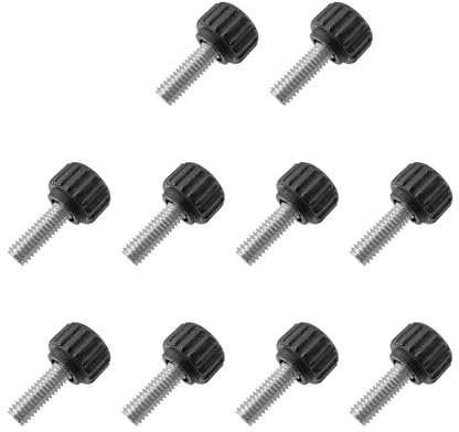 KINHARD 10 Stück Rändelschraube M4 × 16mm Schrauben mit Drehknopf, Rundkopf Griffschrauben, Kopfdurchmesser 13 mm, Schwarze Rändelschrauben, für Möbel und Instrumente