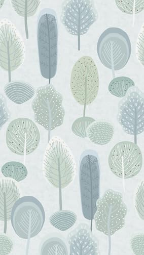 livingwalls Wald-Fototapete – Grün, Blau – Wandbild XXL 1,59 x 2,80 m