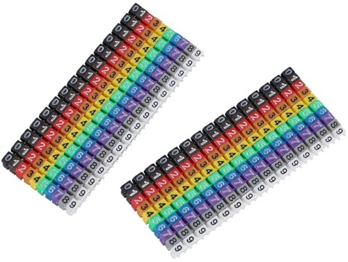 Greluma 1,5 mm² clip-on trådmarkörer, 300 st 0-9 kodade trådnummeretiketter, färgglada kabelnumreringsmarkörer för märkning av färgkodade kablar