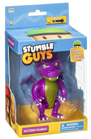 BANDAI - Stumble Guys - Dusk Dragon - Figurine 11 cm avec Stickers - Personnage articulé - Figurine Jeu vidéo Stumble Guys Dusk Dragon - Figurine Dragon - Jouet Enfant Ado 8 Ans et + - PMS6210C