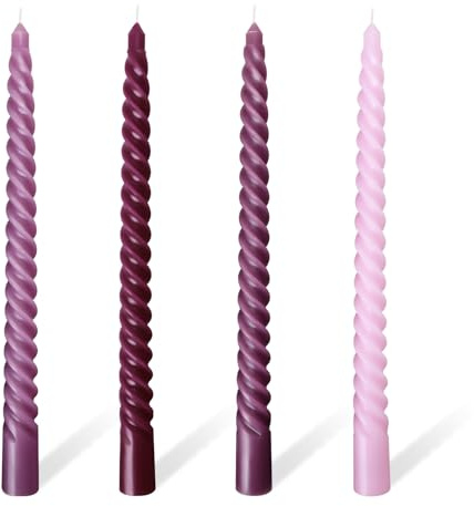 Dinner Candles, 10'' Gradient Spiral Twisted Tapered Candle Sticks, Non Drip Odourless 7 Hour Burn Time for Birthday Halloween Christmas Wedding Home Party Decor (Purple Gradient Candle)