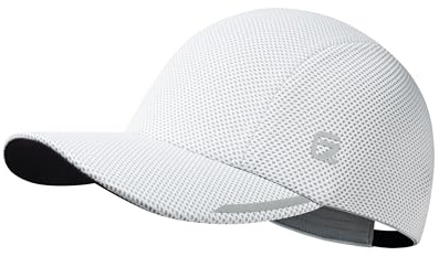 GADIEMKENSD Cooling Men’s Running Hat Performance Mesh Hat with Reflective Ventilation Lightweight Cools Up to 2 Hours, Mens Breathable Quick Dry Baseball Cap for Workout Gym Golf Sports White Grey
