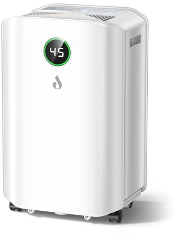 20L/Day Dehumidifiers for Home Powerful Dehumidifier with Laundry Mode, Digital Humidity Display, 24H Timer, 2.6L Water Tank & Continuous Drainage, Quiet for Bedroom/Basement/Office, Energy Saving