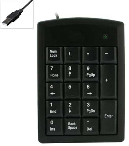 HOOLRZI Tastiera numerica portatile 18 Silenti Digitazione USB PS2s Interfacce Per Laptop Contabilità Cassiere Lavoro Backspace Scorciatoia