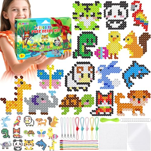 NLMWTI Cuentas Para Planchar Grande para Niños a Partir de 3 Años, Cuentas Para Planchar Kit de Perlas de Fusión 10MM Perlas de Fusión en 19 Colores, Juego de perlas creativas