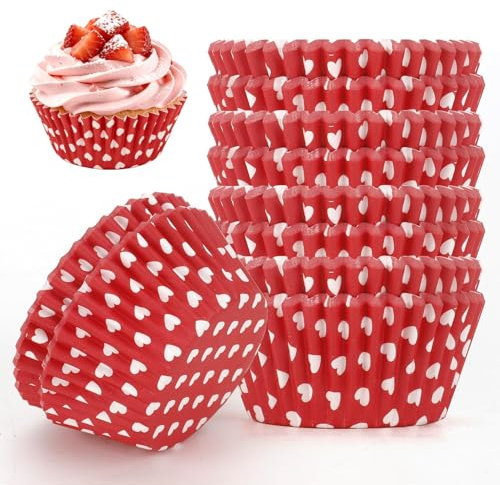 Papel Magdalenas,Moldes Magdalenas Papel– 200 Unidades Mini En Rojo Y Rosa, Calidad Alimentaria, Para Hornear Cupcakes, San Valentín, Bodas, Fiestas De Cumpleaños Y Decoración De Tartas