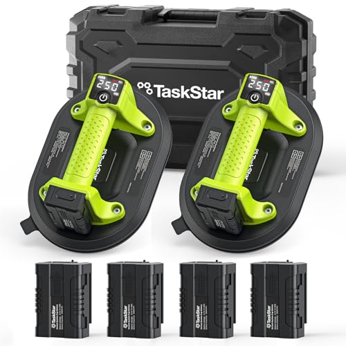 Taskstar Akku Saugheber für Fliesen, 25cm Elektrischer Vakuumheber mit 4x 3000mAh Akku, LCD-Anzeige, Plattenheber Vakuum Saugnäpfe für Glas, Terrassenplatten