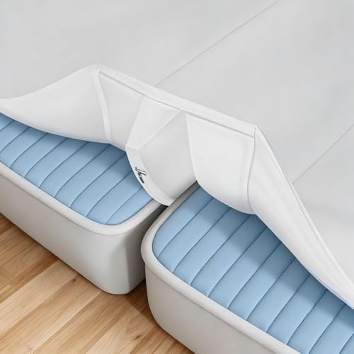 Tshiwort 3-in-1 Bed Bridge with Attached Sheet, Split King Gap Fitted Sheet, Twin XL to King Converter Filler Kit, Twin to King Bed Connector with Washable Cover