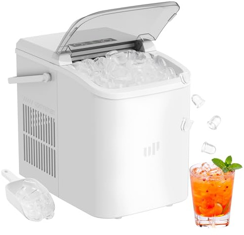 Upstreman Maquina de Hielo,9 Cubitos en 6-8 Min,12kg/24h,2 Tamaños de Cubitos,1,5L,Maquina de Hielo Portátil y Autolimpiante para Casa,Cocina,Oficina,Blanco,BI12