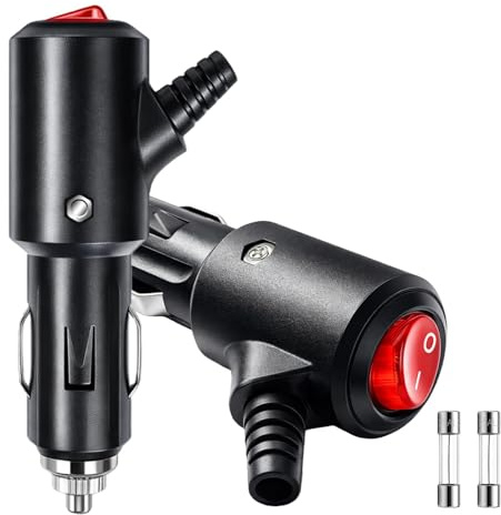 2 Piezas Enchufe Encendedor Coche 12V, Encendedor Cigarrillos Plug Universales con Fusible 15A, Encendedor Cigarrillos Plug Universales con Interruptor LED para Auto Camión Moto GPS Barco
