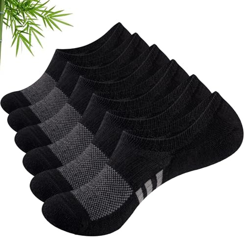 Stoeury Bamboo No Show Trainer Socks for Womens 3-5/6-8, Low Cut Non Slip Sports Socks, Breathable Invisible Ladies Ankle Sock for Walking, Running and Daily Use