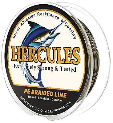 Hercules Super Cast 100M 109 Yards Braided Fishing Line 10 LB Test for Saltwater Freshwater PE Braid Fish Lines Superline 8 Strands - Camo, 10LB (4.5KG), 0.12MM