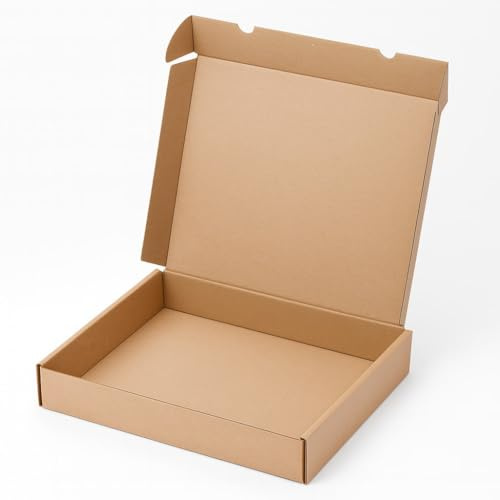 TELECAJAS | 25 Cajas 43x35x7 cm Postal Automontable con Tapa Robusta Troquelada Medidas Interiores | Anónima Cartón Marrón Kraft | Pack de 25 cajas