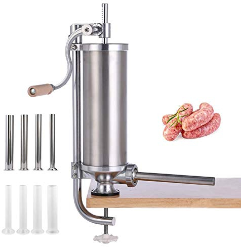 Master FENG Sausage Stuffer, Vertical Stainless Steel Sausage Maker Packed with 8 Tubes, Commercial and Household Use (5LBS Vertical)