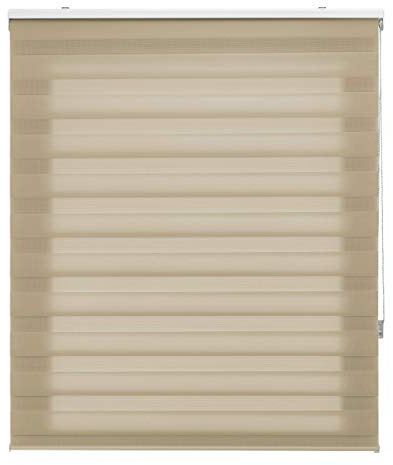 Blindecor Roller Blind Made to Measure for Night and Day - Colour Beige, Roller Blind 105 x 180 cm (Width x Height), Fabric Size 102 x 175 cm, Night and Day Roller Blind