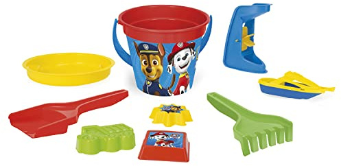 Wader- Juego de 9 Cubos de la Patrulla Canina con Cubo, Barco, colador, Molinillo, Pala, rastrillo y 3 moldes de Arena (81135)