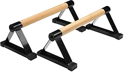 Holz-Paralletten, hölzerne Liegestützstange Liegestützstütze Ständer Muskeltraining Fitness Calisthenics Handstand Indoor Equipment, Herren, Schwarz , Einheitsgröße