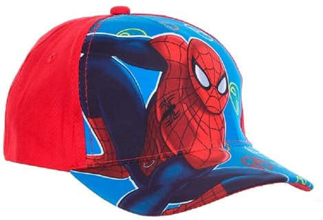 Marvel officiella barn pojkar flickor barn Disney Spindelmannen/Star Wars/Superman och Batman basebollkepsar sommar solhattar med kardborrfäste, Röd Spindelmannen ET4031, 3-5 År