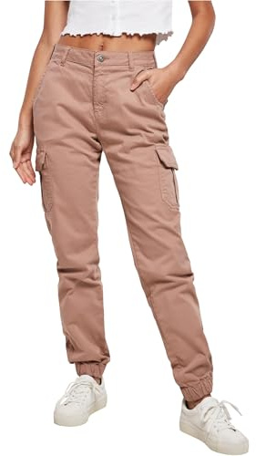 URBAN CLASSICS Pantalon Cargo pour Femme, Taille Haute, Chevilles Resserrées, Poches latérales Plaquées, 98% Coton 2% Élasthanne, Duskrose, Taille 30