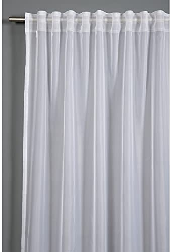 Gardinia Cortina con Lazos Ocultos y Cinta de Cortina, Deja Pasar la luz, Transparente, Cortina Lisa, Blanco, 450 x 175 cm